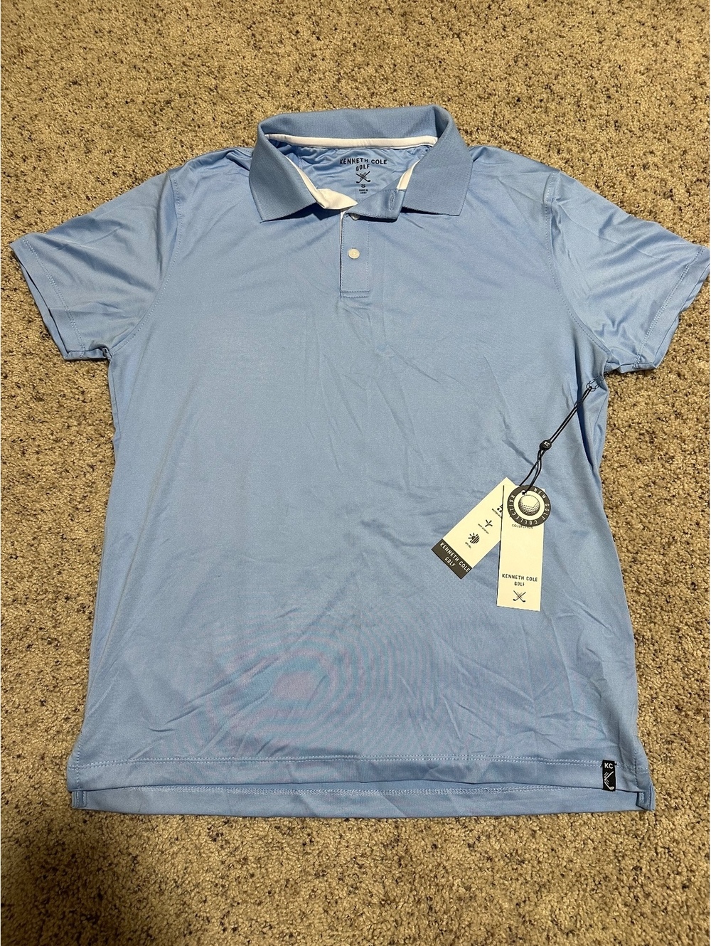 Kenneth Cole Golf Men's Short Sleeve Polo Shirt Size S Light Blue